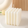 Modern white bubble cube aromatherapy candle on round platform for home decor - Linear Cube