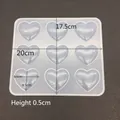 9-cavity heart silicone mold for resin 20x17.5cm for DIY crafts and soap making - 9-Cavity Heart Mirror Silicone Mold