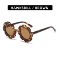 Kids flower-shaped sunglasses in hawksbill frame and brown lenses for stylish children - Glossy Tortoise Frame Brown Lens