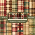 6-inch Yule scrapbooking paper set with 24 sheets of 12 assorted plaid cardstock patterns - R2549 24 Sheets