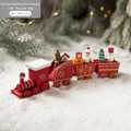 Petit train de Noël en bois rouge et or avec figurines de bonhomme de neige et cadeaux - Petit Train Rouge et Or de 20CM
