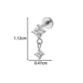 Silver titanium fishbone piercing jewelry with double square cubic zirconia stones - Dangle Square Gems (T2582-9#) / Silver