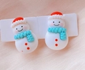 Detailed close-up of cute Christmas snowman clip-on earrings for girls on a white card - 13# Snowman / Clip-on Earrings Pair