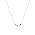 Collana placcata oro 18K con perla d'acqua dolce e delicate perline in pietra blu - Blu