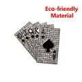 Eco-friendly royal flush poker pin with silver finish and sparkling crystals - Silver