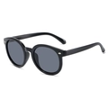 Classic kids black round frame sunglasses with grey resin lenses for UV protection - Black Frame Grey Lens