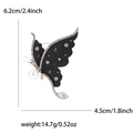 Detalle de broche de mariposa esmaltado con dimensiones de 6,2 cm de alto y 4,5 cm de ancho - Negro (4631-BK)