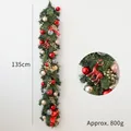 Christmas garland 135cm with pine cones red reindeer ornaments and gold berries decor - 135cm Gold & Red Decorated Flowering Pine Needle