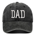 Berretto da baseball in cotone lavato nero con ricamo DAD bianco in stile classico - Regolabile / Nero