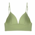 Grass green backless cotton bralette in thin ribbed texture with adjustable straps - XL / Avocado Green