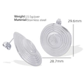 Minimalist silver stainless steel spiral earrings with unique geometric texture - EH161 Silver
