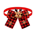 Papillon per animali con motivo scozzese rosso nero e renna 3D per decoro natalizio - Stile Renna a Quadri Rossi e Neri(BT351-3)