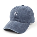 Detail der dunkelblauen Baseballkappe aus gewaschener Baumwolle mit Stickerei - Verstellbar / Marineblau