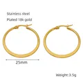Polished 18k gold plated stainless steel 25mm hoop earrings for women stylish design - 25mm / Gold