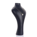 Elegant gold heart pendant necklace with white zircon on black mannequin bust display - Large (28cm) / Black