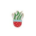 Cartoon enamel pin featuring a colorful potted plant with a polished golden metal frame - Red Yellow Dot Pot Green White Plant (C1119-9)
