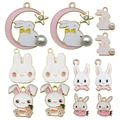 Easter rabbit charms with pearls and rhinestones for DIY earring and jewelry making - Mix 12pcs Easter Rabbit Set (SN789)