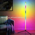 Vertical RGB floor lamp with tripod stand and smartphone app control features - 1.25m L-Shaped Base Splicing Floor Lamp Single Aluminum Tube