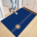Dark blue rectangular door mat with gold Chinese pattern on wooden floor - Nanguang Spring Fence - Blue / 40*60cm