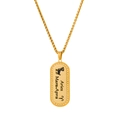 Golden stainless steel Aries zodiac rectangle pendant necklace with twisted rope chain - Aries