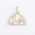 DIY jewelry charm with wave-textured semi-circle pendant in matte silver finish - Semicircle Fan / Silver