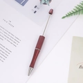 DIY beadable ballpoint pen in metallic dark red with a subtle frosted glitter finish - Glitter Coffee