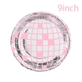 Pink and silver disco ball pattern 9-inch round paper party plates for disco celebrations - 9-Inch Plates 25pcs