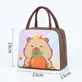 Brown Capybara insulated lunch bag with crown print and 23x19x13cm dimensions - Brown Big Orange KBLP