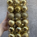 Set of 18 golden Christmas tree ornaments with mixed textures in a transparent box - 4cm 36Pcs / Gold