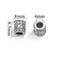 Cuentas espaciadoras cilíndricas de acero 8mm con grabado detallado en plata antigua - Punto / Color Acero