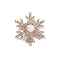 Elegant gold snowflake brooch with central pearl and sparkling crystals for women - Gold Pearl