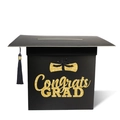 Black graduation cap card box with gold Congrats GRAD glitter and black tassel - Congrats GRAD / Black