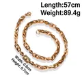 Golden stainless steel flat rivet chain necklace for men with lobster clasp, 57cm long - Necklace / Gold