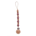 Dusty purple silicone and beech wood pacifier clip with star and rainbow engraving - Dark Mauve