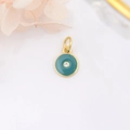 Goldener runder Anhänger mit türkisfarbener Emaille und Zirkon für DIY-Schmuck - Grün