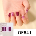 Detail view of pink cherry blossom nail stickers and deep burgundy adhesive wraps - Wine Red Pink Cherry Blossom Sweet Style (QF641)