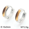 Champagne square zircon silver steel hoop earrings measuring 13x3mm for couples - Silver-Champagne Style(KE118307-TGD)