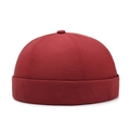 Minimalist red quick-dry brimless docker cap with a six-panel structured streetwear design - One Size(Adjustable) / Red