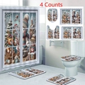 Detailed 4-piece Christmas bathroom set with snowman shower curtain and non-slip mats - 22SDYL4C Snowman Bear / 150*180CM Single Shower Curtain