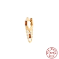 Pendientes de aro en plata S925 dorada con circón naranja y cadenas de borla - Pieza Única / Oro-Circonita Rojo Naranja