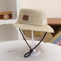 Detail showing the mesh vent and neck protective flap of the khaki sun bucket hat - 52cm 2-5 Years Old / Smile Style-Mustard Yellow