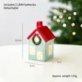 Casita de Navidad de cerámica verde con techo rojo y luz LED cálida interior - Casa Verde Claro