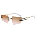 Gafas de sol sin montura con lentes degradadas marrón-rosa y patillas doradas - Montura Dorada Lente Degradado Té Rosa