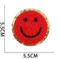 5,5cm rode chenille smile patch met gouden pailletten voor DIY kleding en tassen - Rood Smiley Gezicht (Nr. 20)