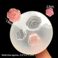 DIY translucent silicone rose flower mold for resin pendants with finished pink samples - Pattern 5-Mirror 16015 Rose