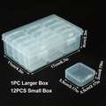 Transparent PP plastic organizer set including 1 large box and 12 small inner bead containers - 12 Grids Storage Box