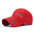 Red sports baseball cap with long brim and star graphic print in cotton twill fabric - Red With Star Shield