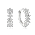S925 sterling silver hoop earrings with floral pavé cubic zirconia in silver finish - Style 6 / White Gold