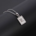 Minimalist silver stainless steel necklace with square white shell pendant letter R - Silver Letter R