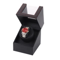 Automatic watch winder in black carbon fiber leather with red stitching and red dial watch - 1+0 Carbon Fiber Exterior (Black Interior)